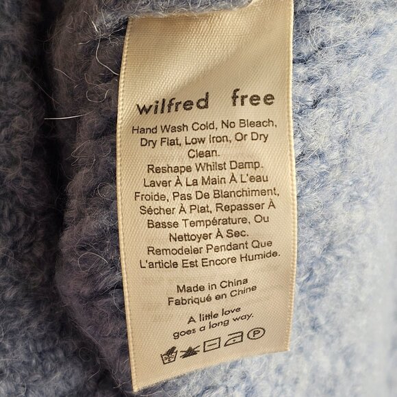 Wilfred Aritzia Gwyneth Light Blue Cropped Fuzzy Half Zip Sweater Sz M - Picture 7 of 9